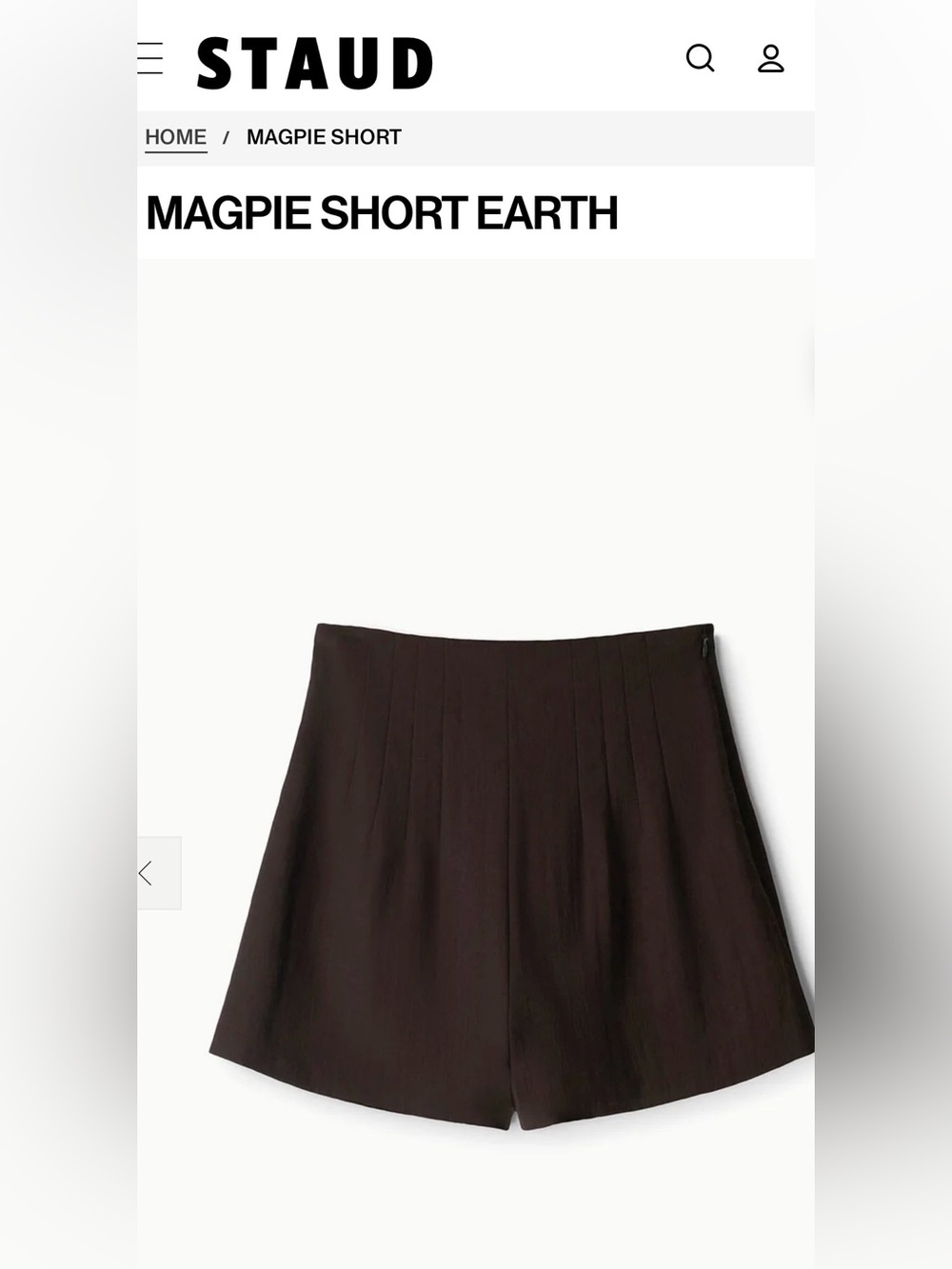 NWT STAUD Magpie Shorts | Size 00 | Earth | Perfect Summer Short